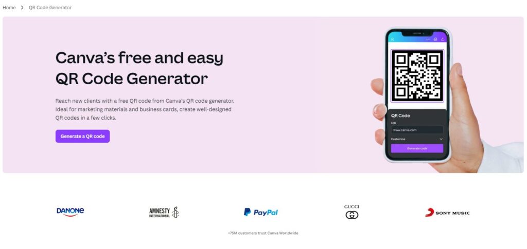Canva QR code generator